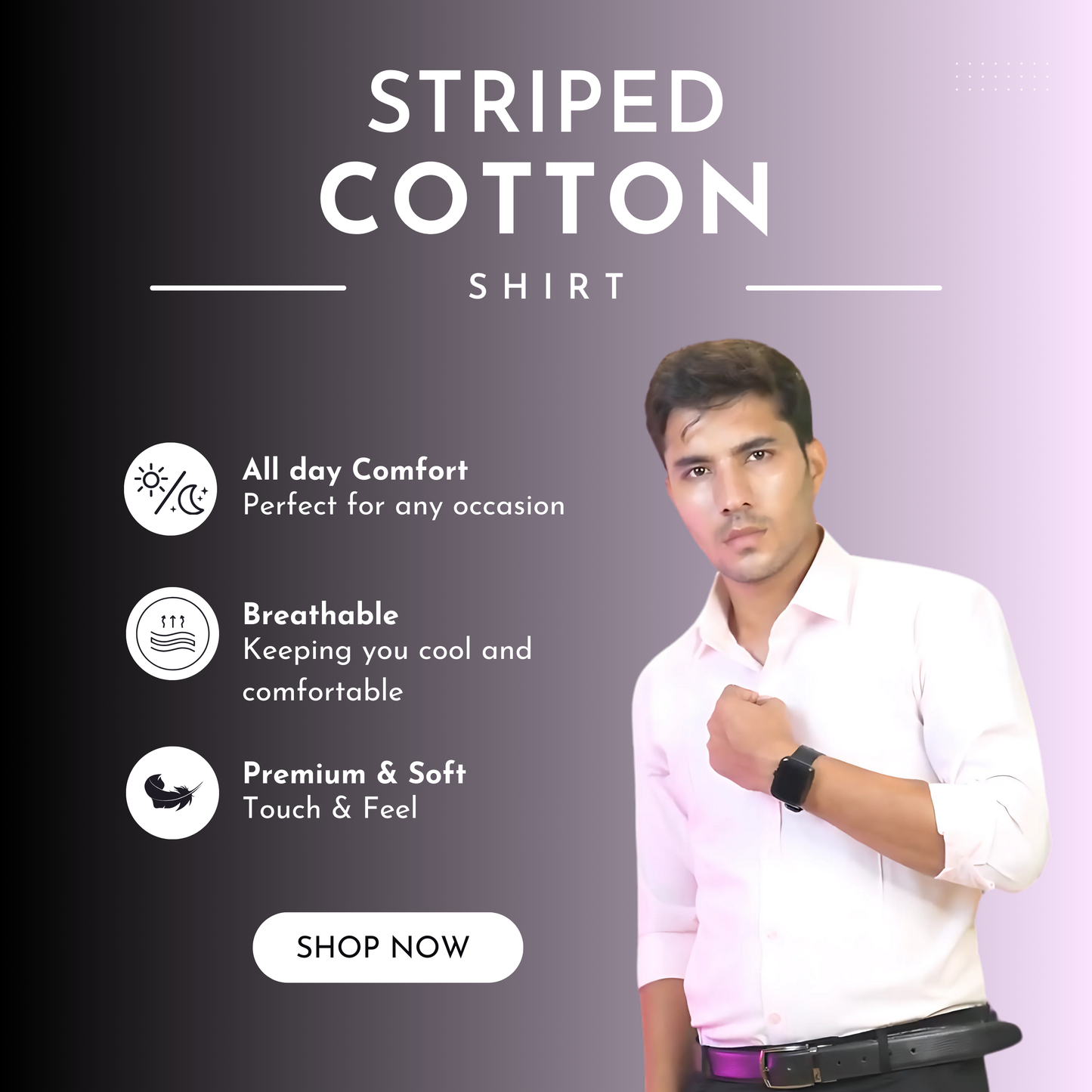 Striped Cotton Shirt | Baby Pink