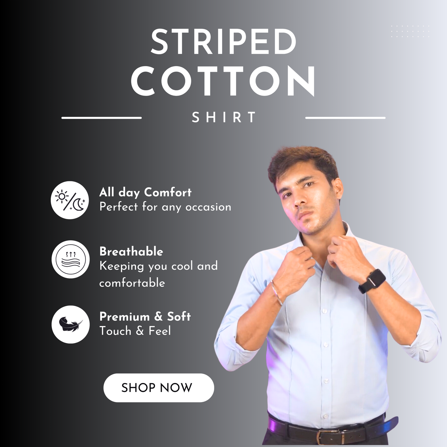 Striped Cotton Shirt | Sky