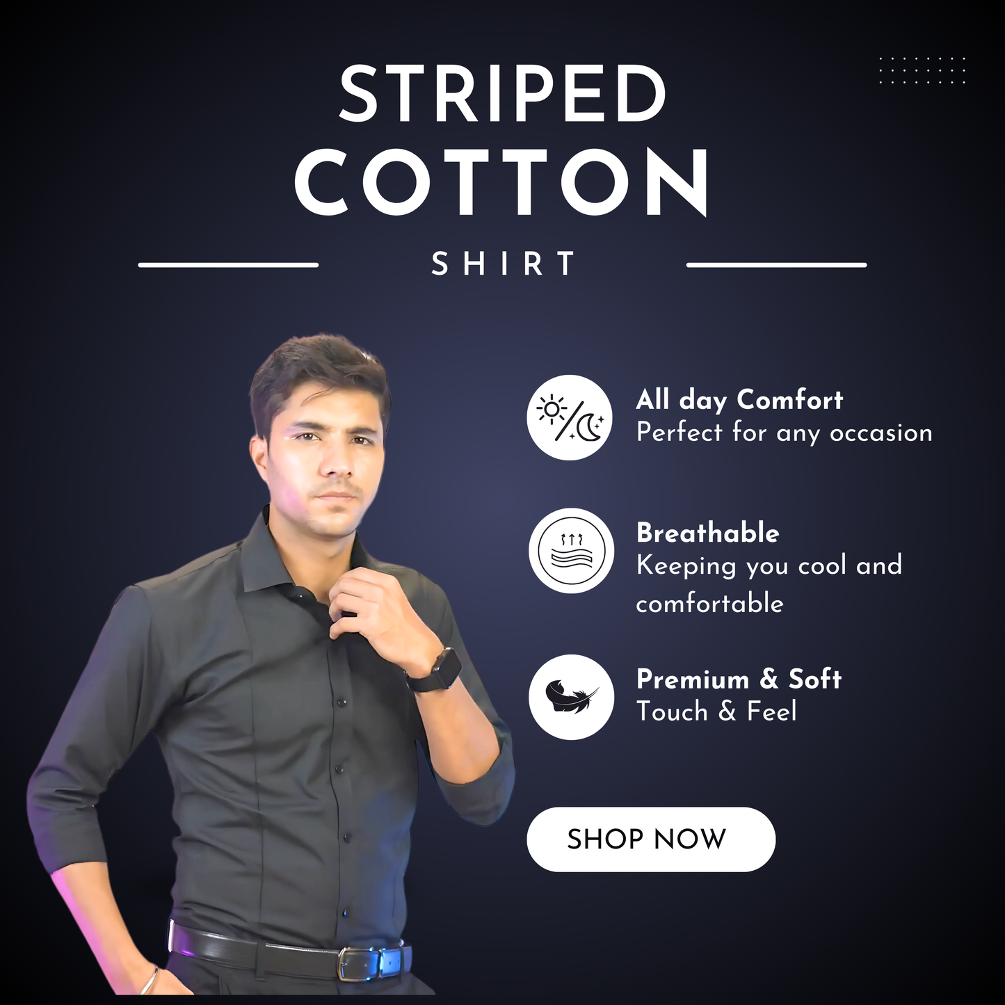 Striped Cotton Shirt | Black