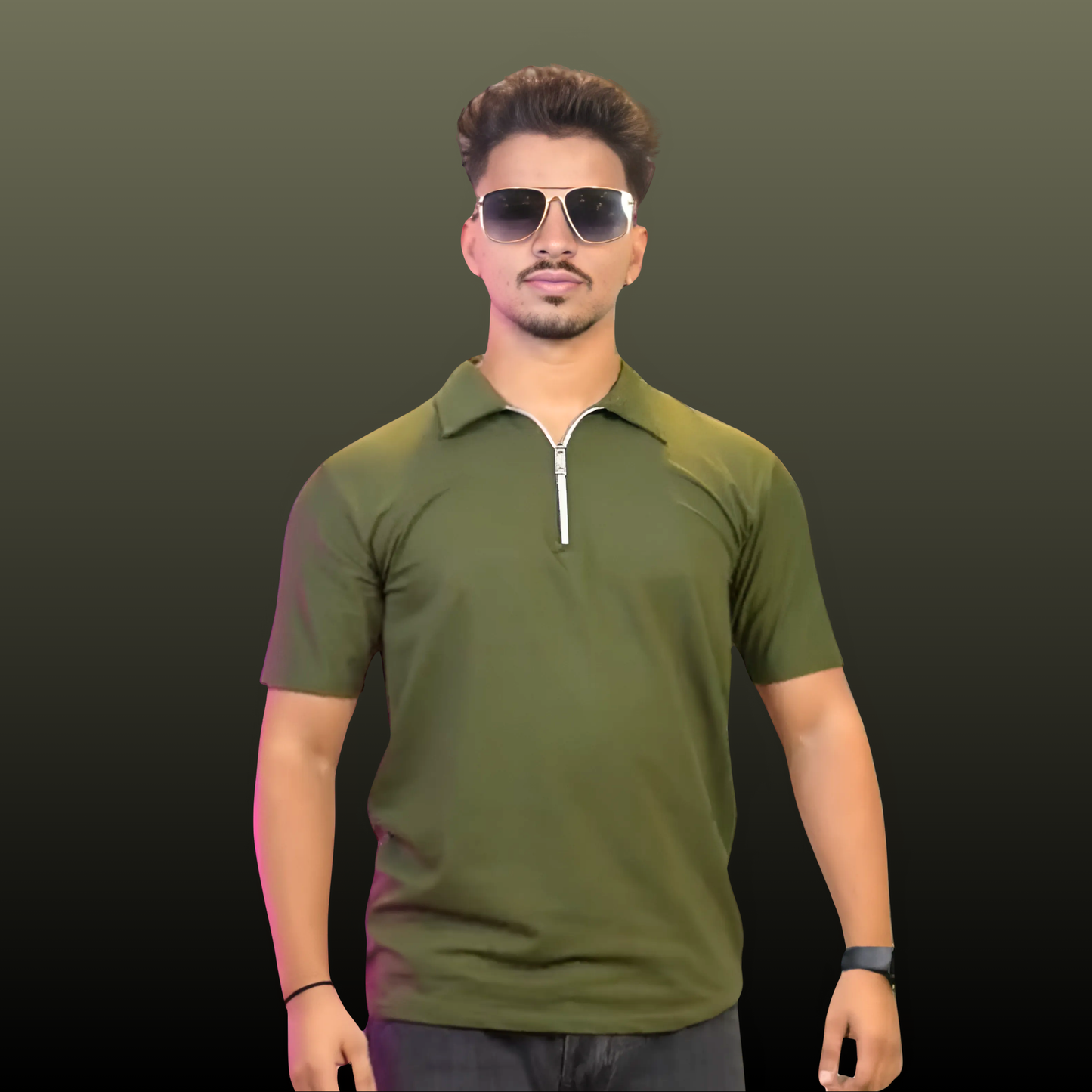 Airtech Zipper Polo | Olive Green